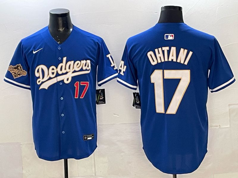 Men 2025 Nike Los Angeles Dodgers #17 Ohtani Blue gold Game MLB Jersey 05->los angeles dodgers->MLB Jersey